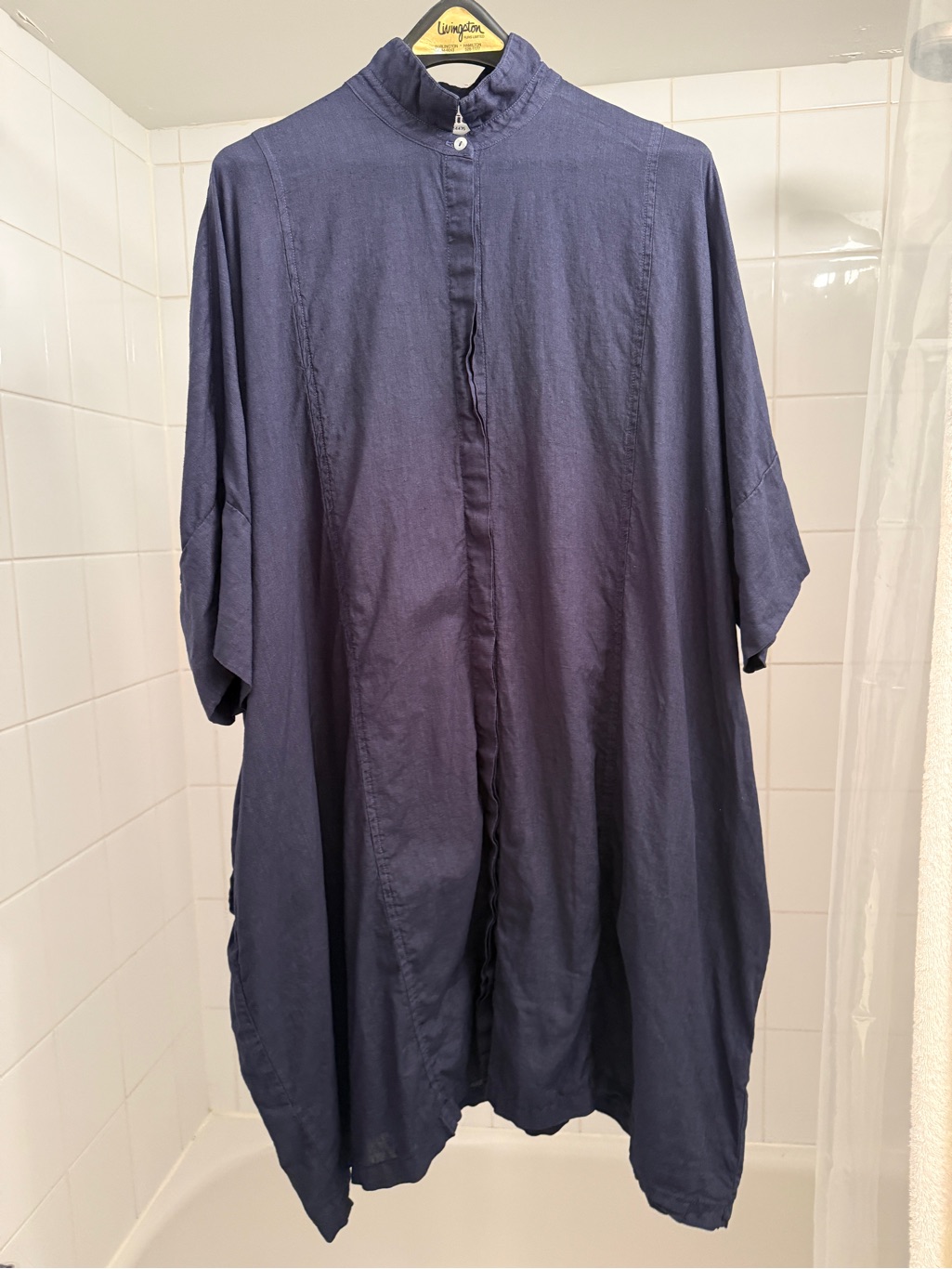 Women's Navy Oversized Button-Front Dress